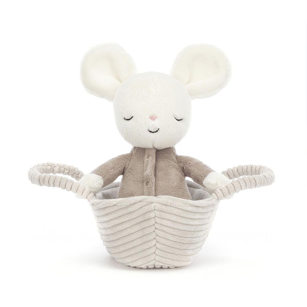 White / Grey Jellycat Rock-A-Bye Mouse | US-PSDQ50782