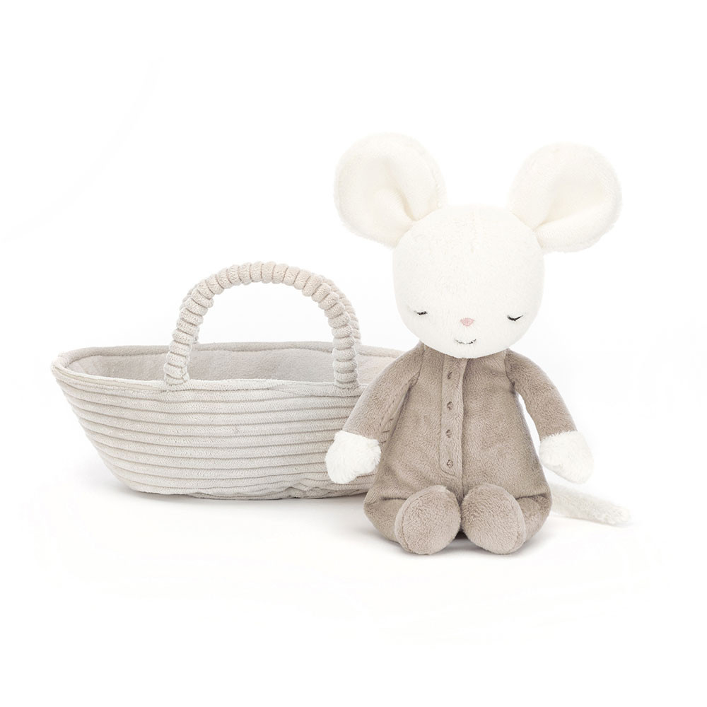 White / Grey Jellycat Rock-A-Bye Mouse | US-PSDQ50782