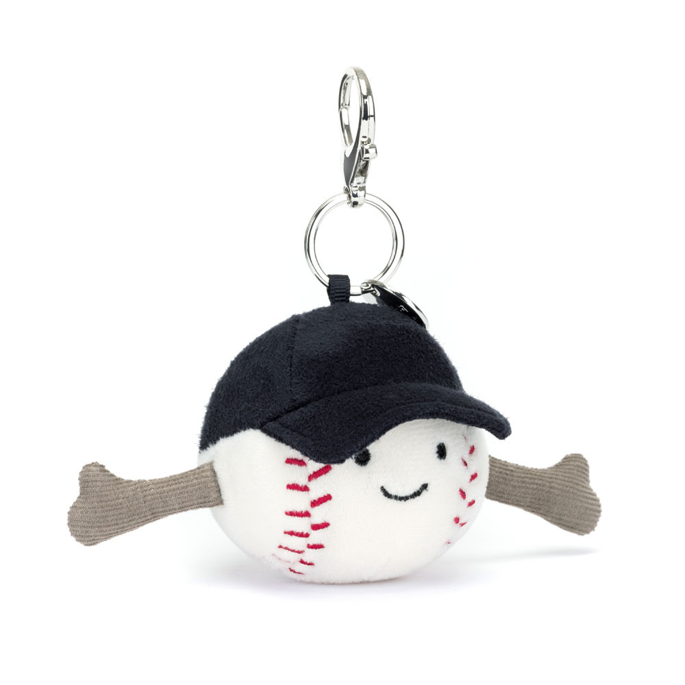 White / Navy Jellycat Amuseables Sports Baseball Bag Charm | US-LJGC15742