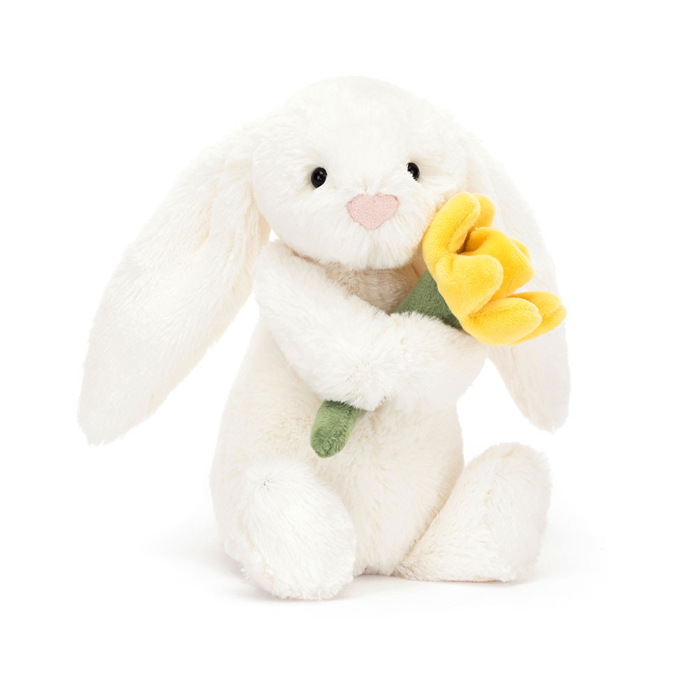 White / Yellow Jellycat Bashful Daffodil Bunny | US-HIVZ62850