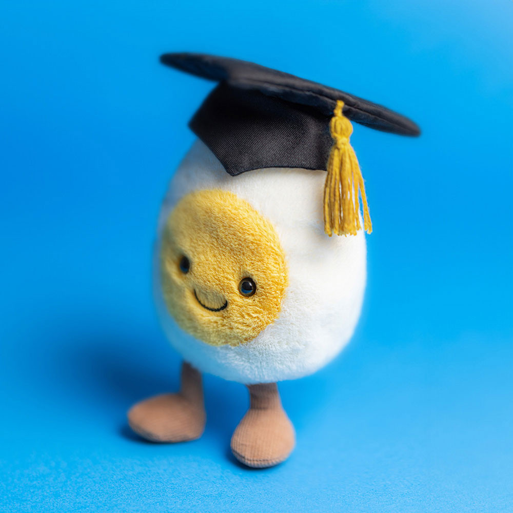 White / Yellow / Black Jellycat Amuseables Boiled Egg Graduation | US-GNME15830