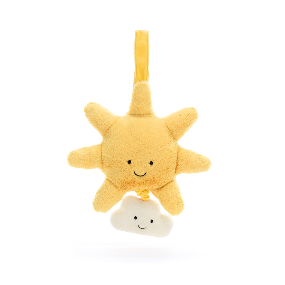 Yellow / White Jellycat Amuseables Sun Musical Pull | US-OPLU10386